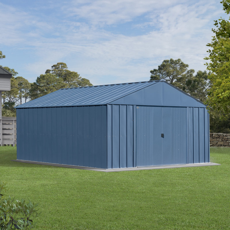 Remise en métal classique, 12 x 14, bleu gris, Bleu gris