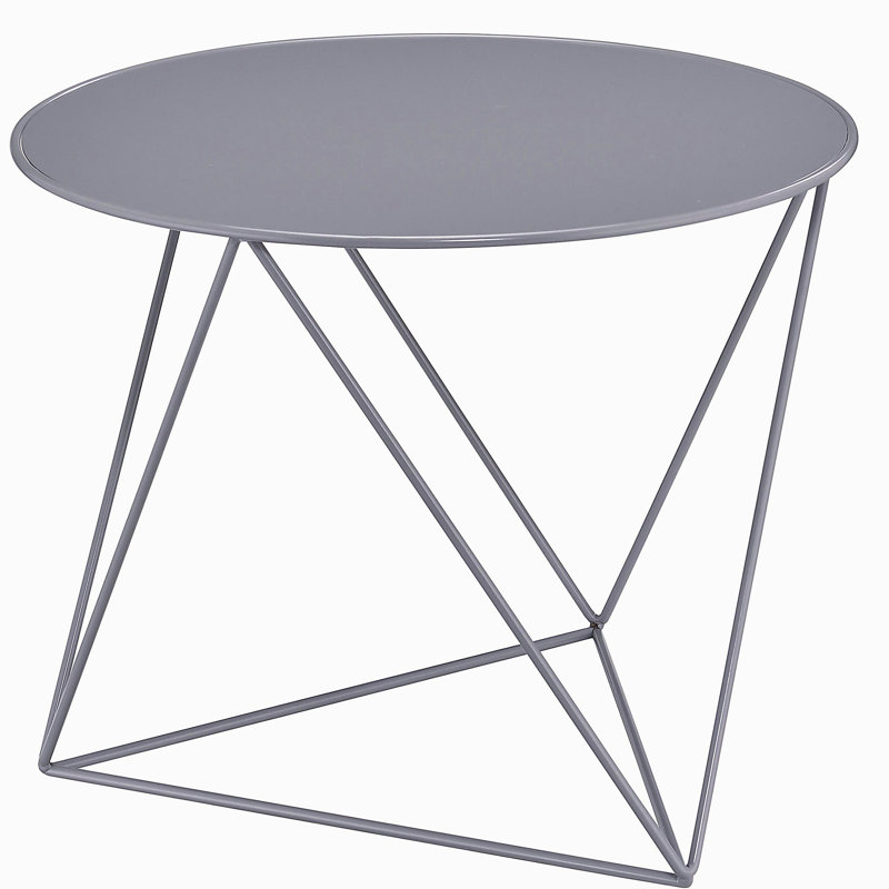 Table d'appoint à base géométrique grise en métal, Gris
