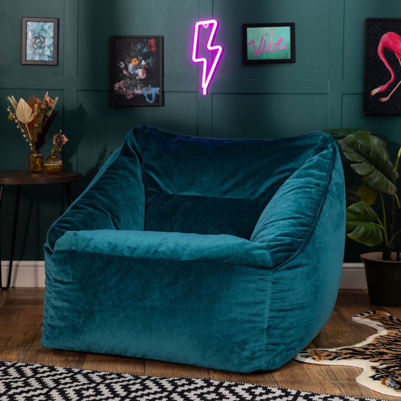 icon Milano Velvet Armchair Bean Bag, Teal Green