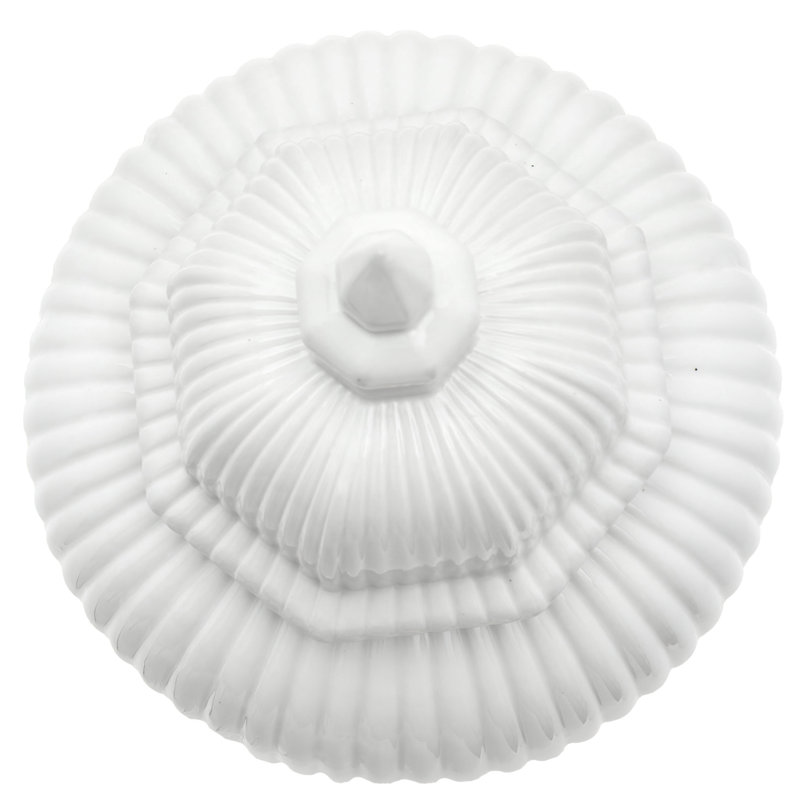 24" Antique White Ridged Temple Jar
