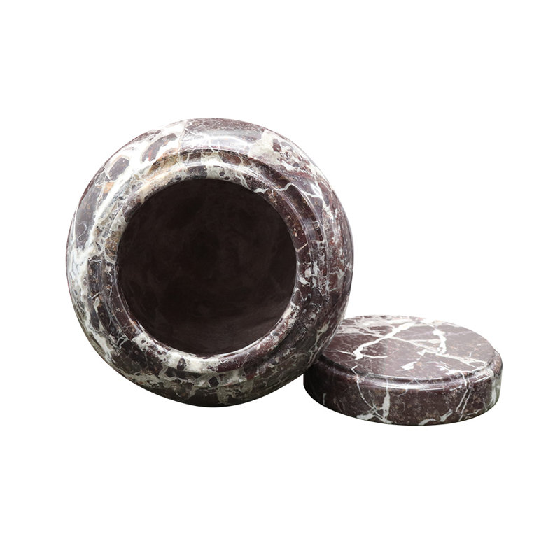 Decorative Marble Cremation Urn For Adults, Marbled Pattern, Large Capacity, Red