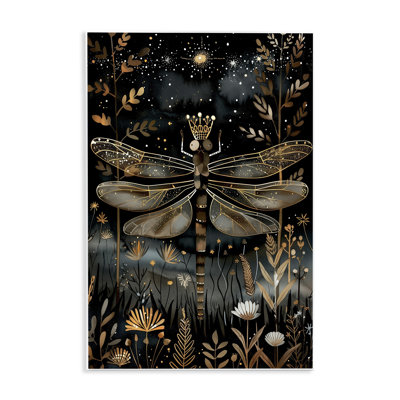 "Regal", libellule dorée, art mural par The Dutch Lady