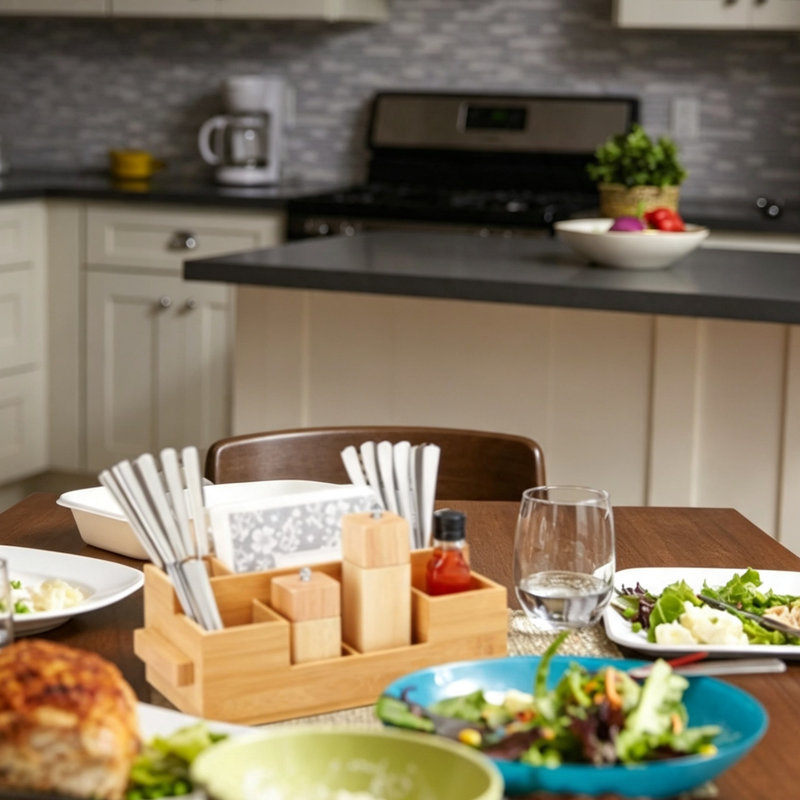 Bamboo Rectangle Flatware Caddy