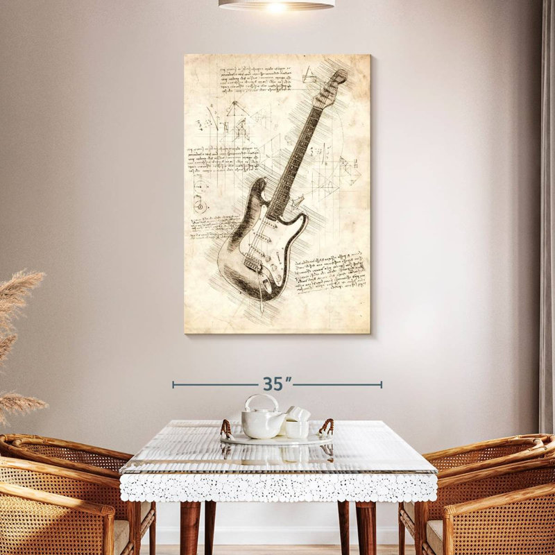 Abarca Electric Guitar Blueprint, 48" H x 32" W
