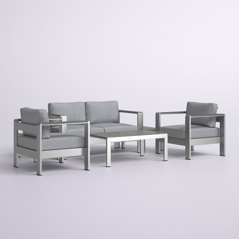 Ensemble de canapé modulaire d'extérieur en aluminium 6 pièces Shore, Gris