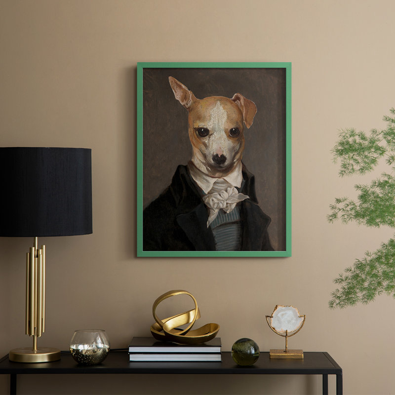 Reproduction encadrée raffinée Fido - bois massif, H 30 po x l 24 po, Vert