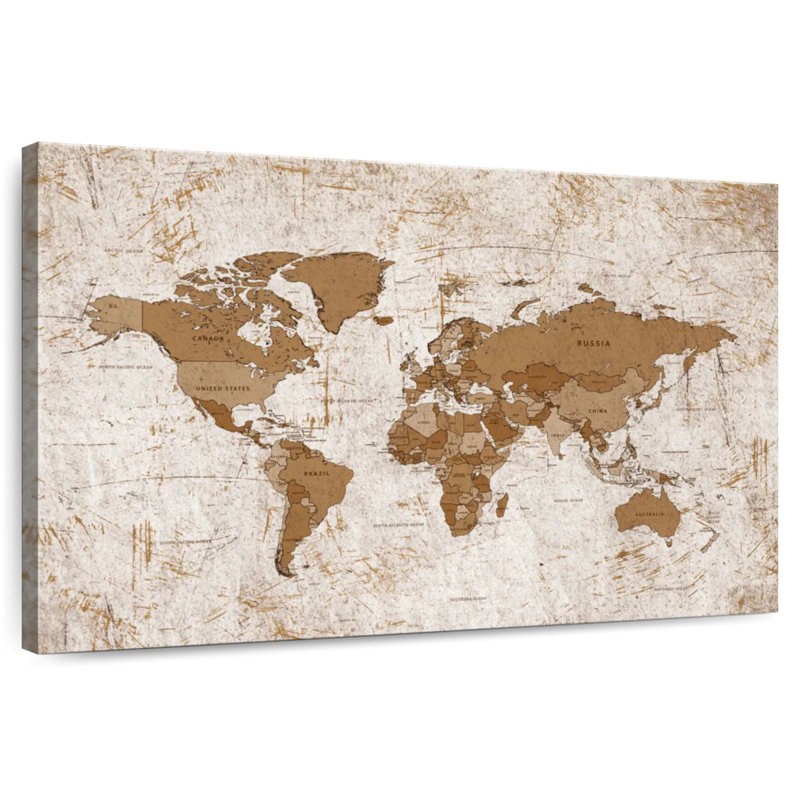 Keiri Aged World Map XIV, 20" H x 30" W