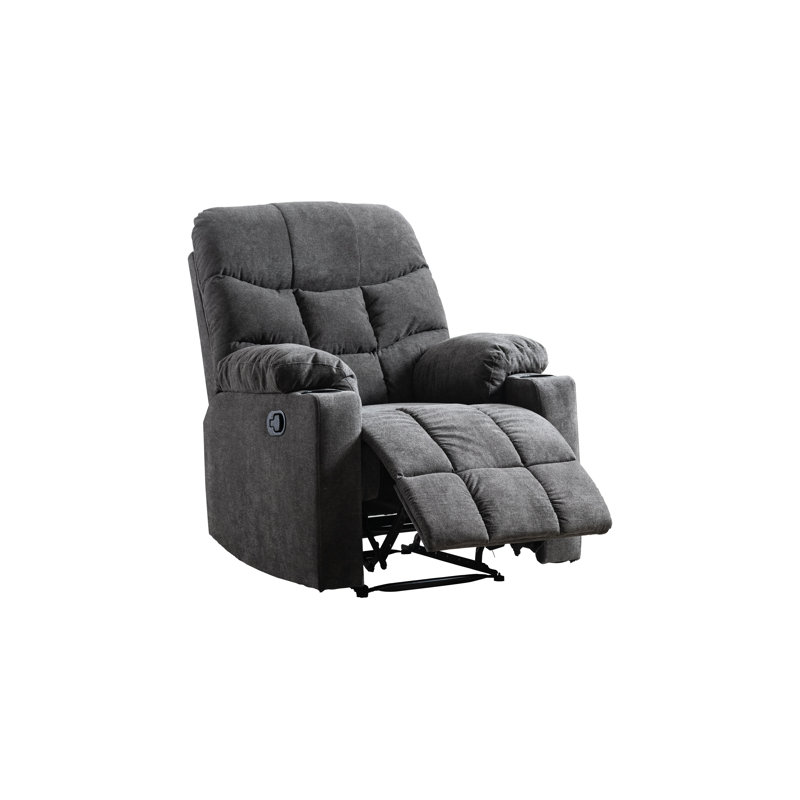 Fiatt Upholstered Recliner, Gray Microfiber/Microsuede