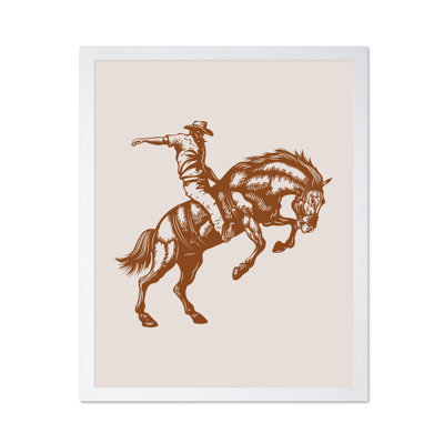 Brown Cowboy Bucking Horse