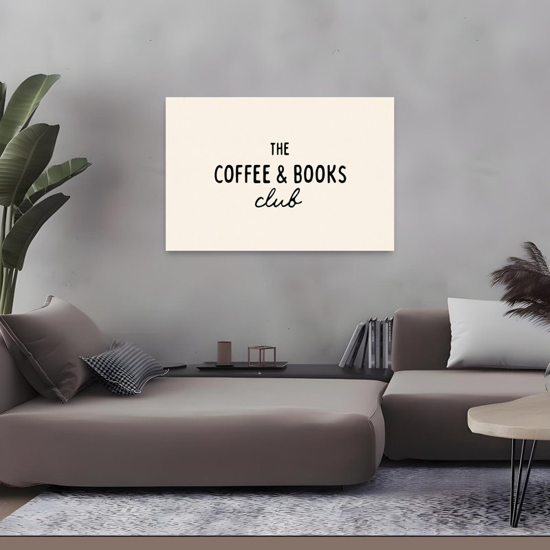 Club de lecture et café - Affiche murale d'architecture moderne minimaliste, H 32 po x l 48 po