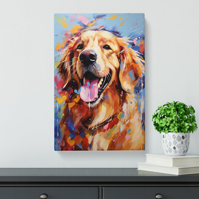 Golden Retriever Expressionism No.2 - No Frame Print, 76cm H x 50cm W x 3cm D
