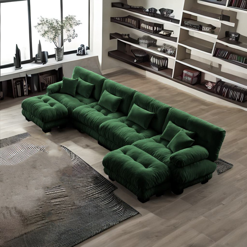 Modular Sectional Sofa, Green Chenille