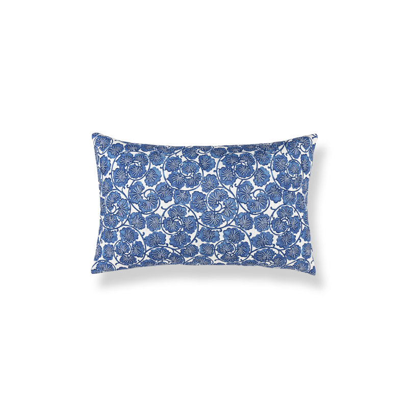 Coussin en coton réversible, Cobalt; cobalt, Rectangle H 14 po x l 22 po