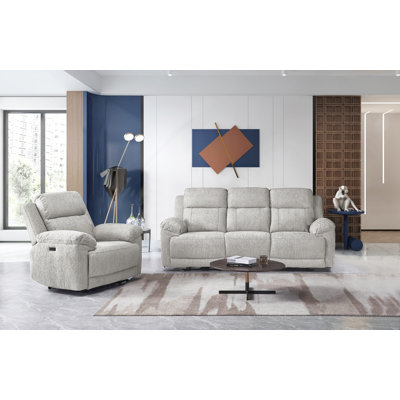 Upholstered Power Reclining Living Room 2-piece Sofa Set(1 Recliner Sofa And 1 Recliner Single Chair) by Red Barrel Studio