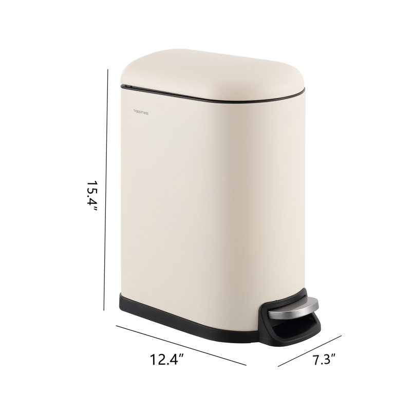 Roland Steel Step On Trash Can, Limestone Beige, 2.64 gal.