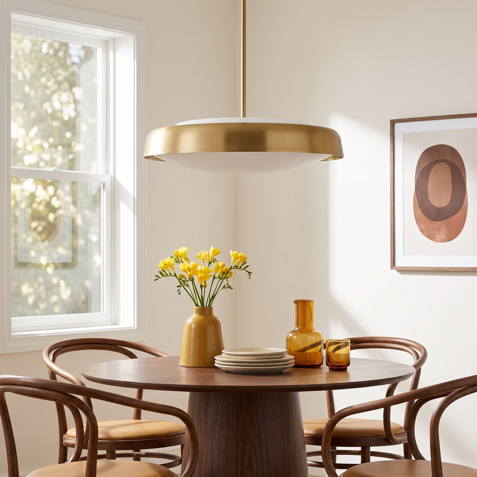 Draper Dimmable 3 - Light Pendant, Burnished Brass