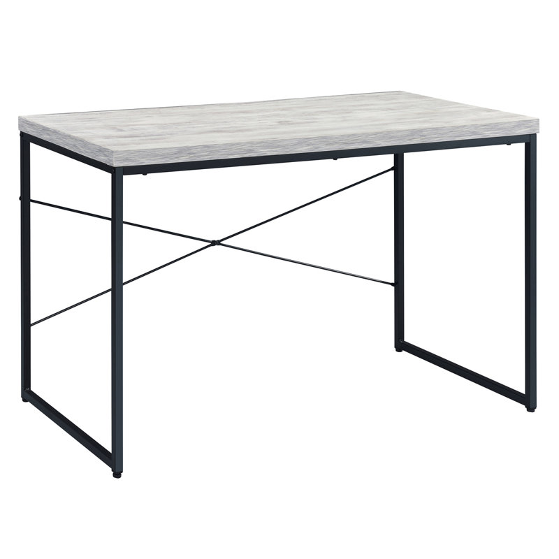 Bureau d'écriture avec base en métal, Blanc, H 28,56 po x l 47,56 po x P 22,56 po