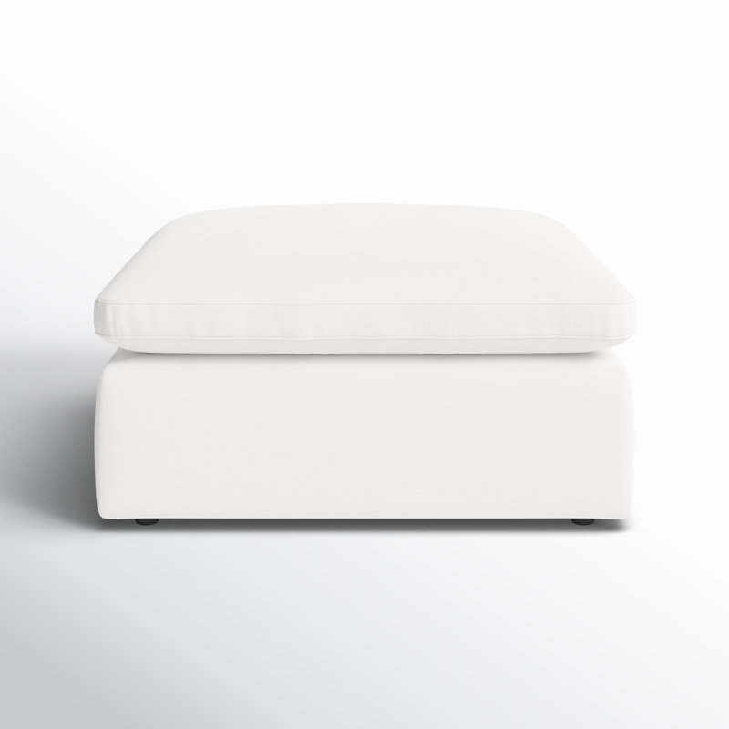 Repose-pieds rembourré Wonardo, Tissu en coton blanc
