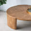 Table basse ronde D32 x 16,5 po avec pieds courbés et placage de frêne brun-672940592-672940593