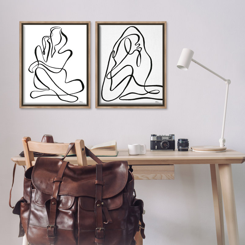 Minimaliste, figurine féminine 2, ensemble de toiles flottantes encadrées par Cat Thurman Designs, H 31 po x l 25 po