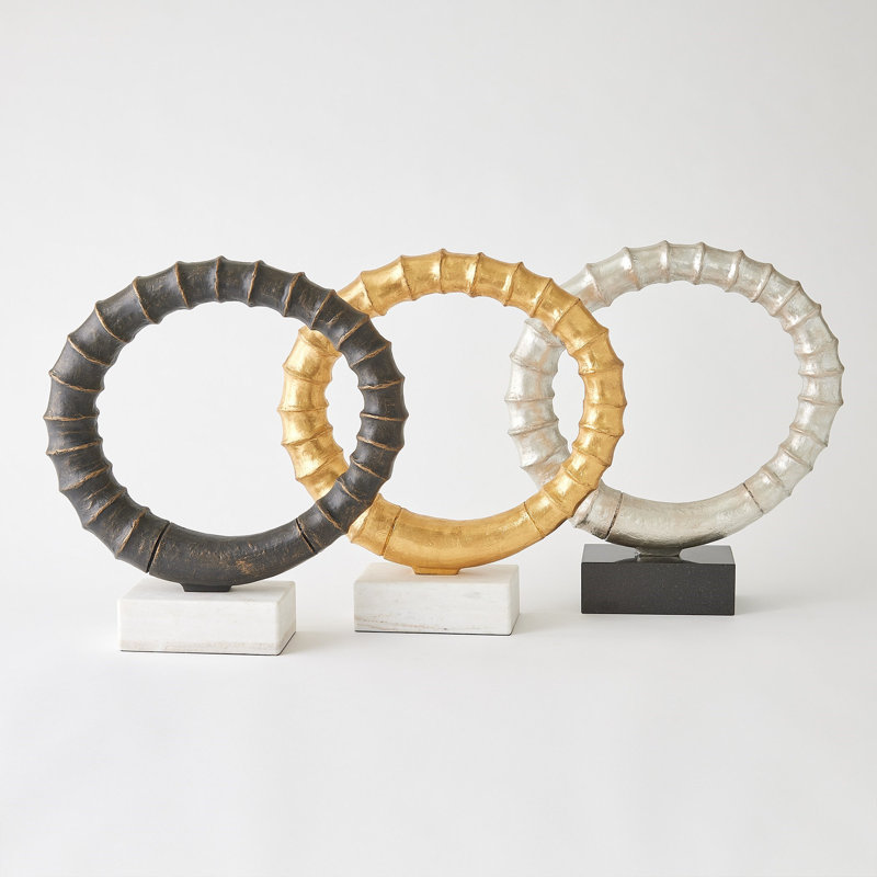 Infinity Horn Sculpture-Bronze, White/Brown/Black