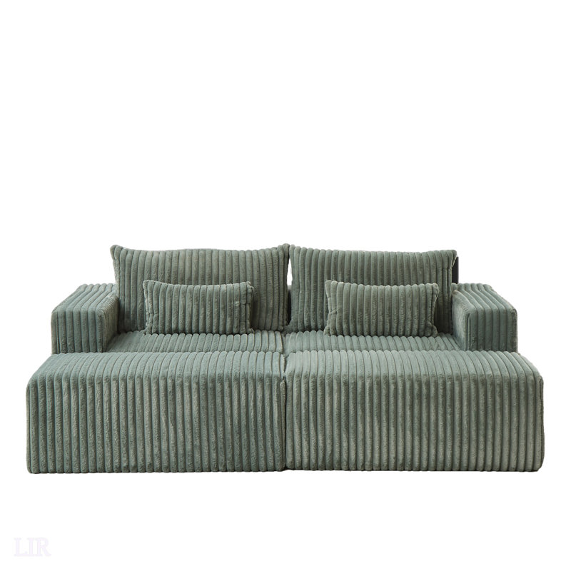 Méridienne surdimensionnée de 87 po, sans assemblage requis, causeuse en peluche avec deux repose-pieds amovibles, canapé-lit moderne moelleux pour l'intérieur, canapé modulaire
