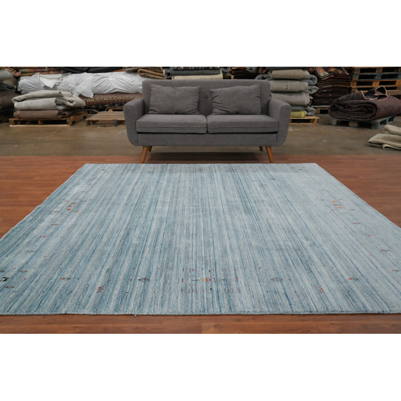 Tapis bleu fait à la main de style Gabbeh 8 x 8