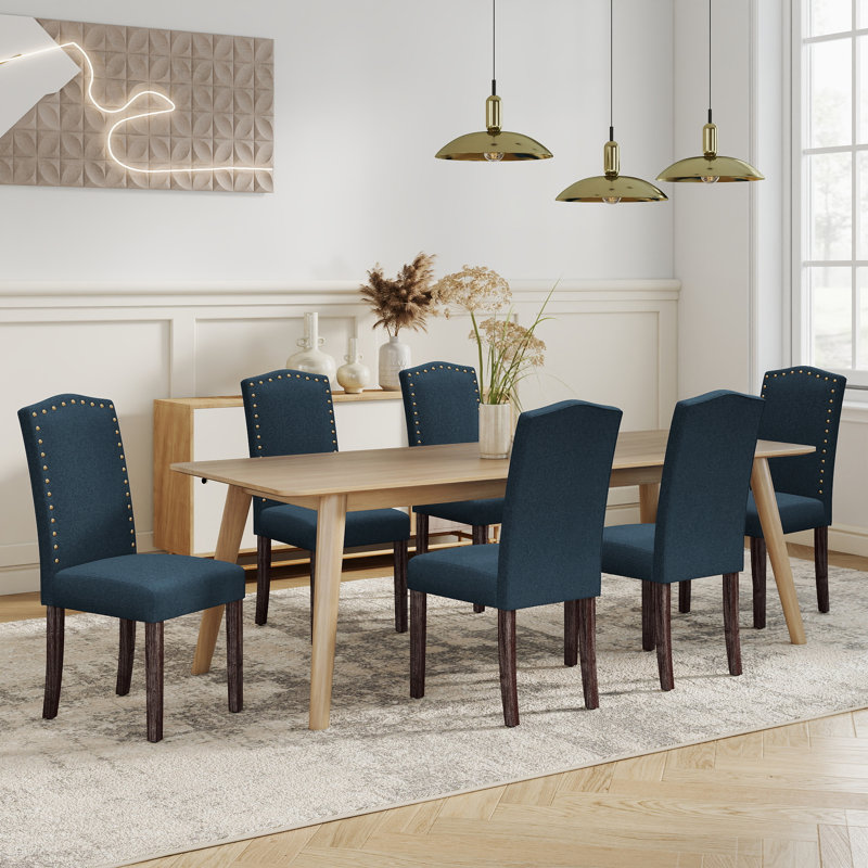 Mourya 19.5'' H Upholstered Side Chair, Blue Fabric