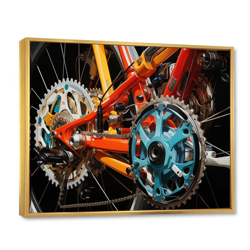Vélo, Perspectives dynamiques - Transport, reproduction d'art sur toile, H 34 po x l 44 po x P 1,5 po, Encadrement doré