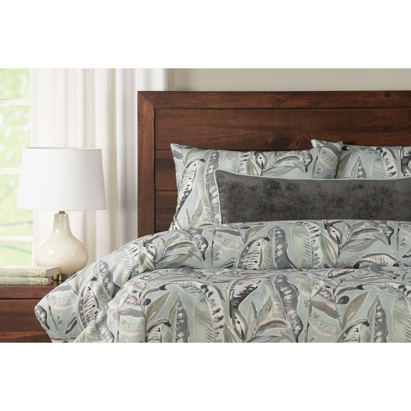 Tropical Print Duvet Cover & Insert Set, King Duvet Cover + 2 King Shams, Blue/Gray