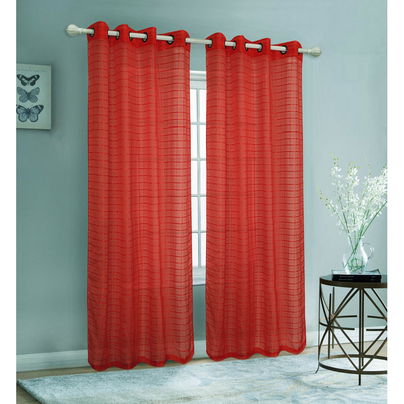 Sheer Curtain Pair, Burgundy