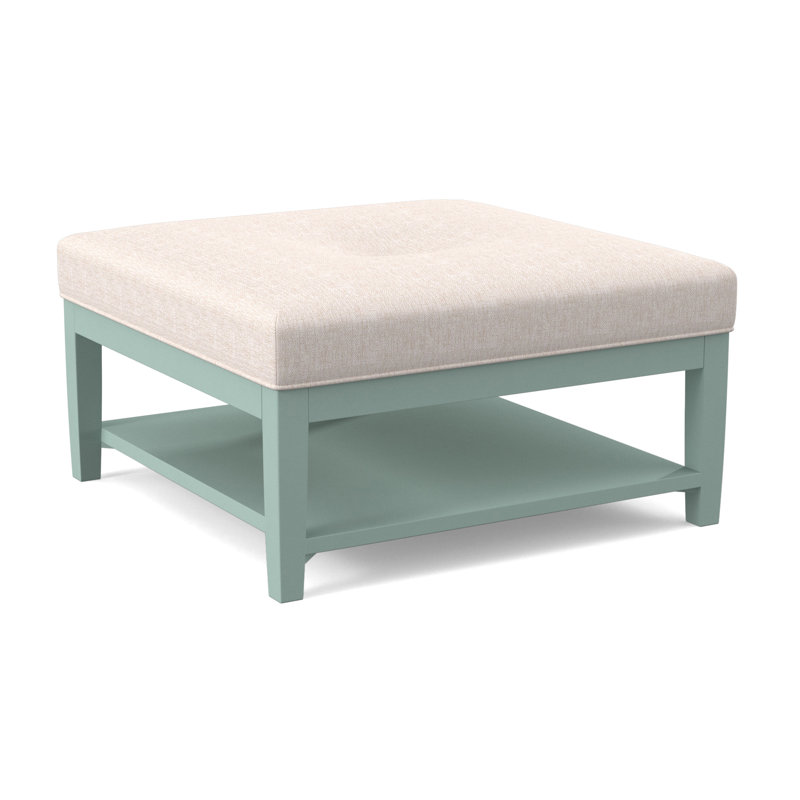 Hammond Square Ottoman, White Sugar Performance; 0863-91, Nickel Finish