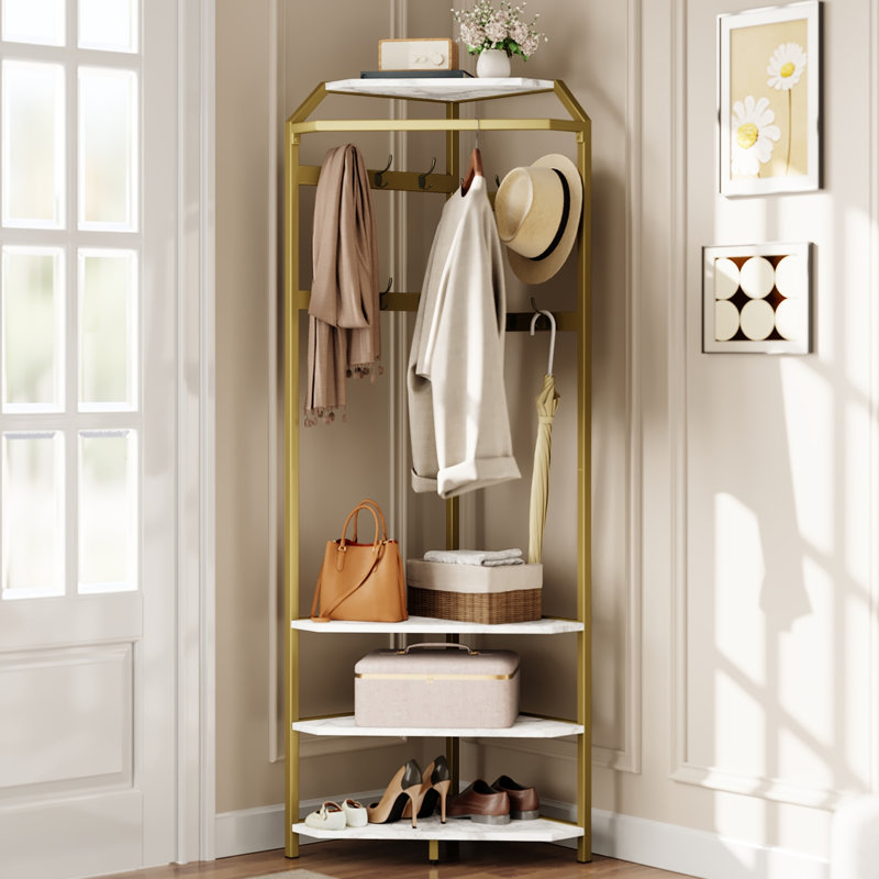 Metal Freestanding 1 - Hook Coat Rack, Gold