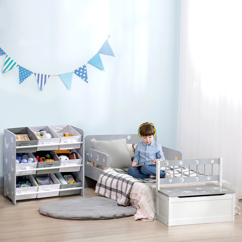ZONEKIZ Kids Storage Unit Toy Storage Unit Bookshelf Nine Baskets Grey