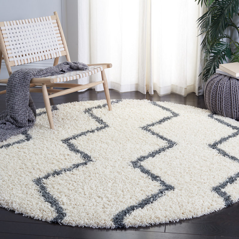 Minna Shag 600 Performance Geometric Rug, Round 6'7"