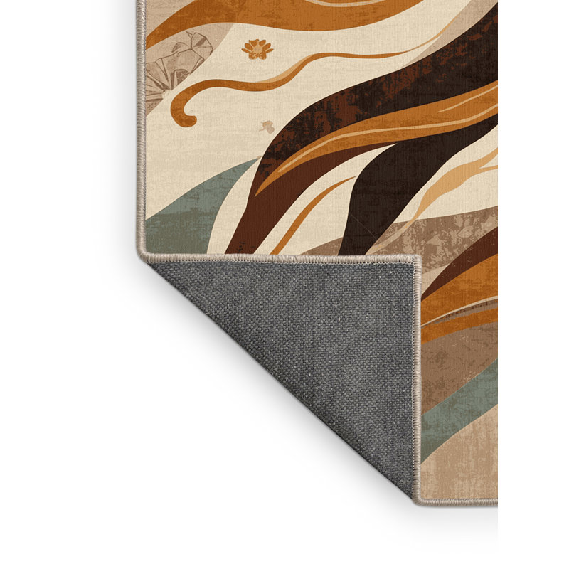 Tapis beige moelleux moelleux et audacieux Nezha, 7 x 9
