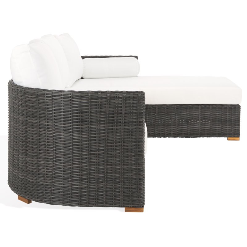 Anguilla Wicker Outdoor Chaise Sectional, Dark Gray