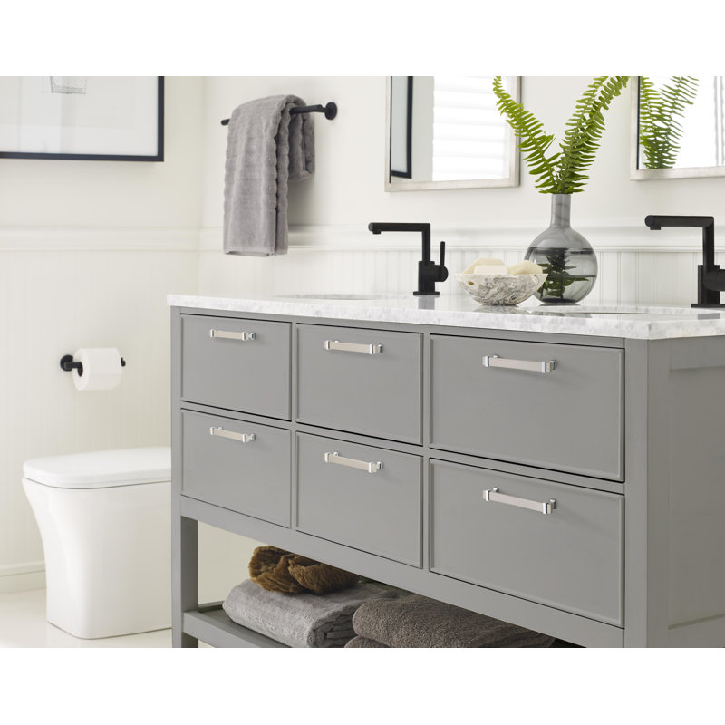 Overton Satin Nickel and Polished Chrome Cabinet Drawer Pull