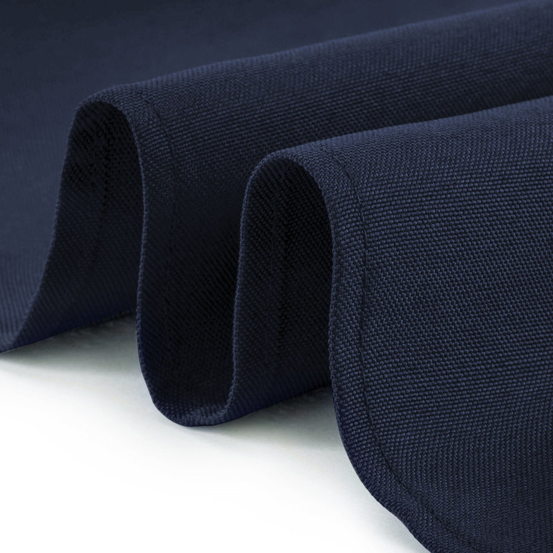 Navy Blue Round Polyester Fabric Tablecloth, 108 Inches
