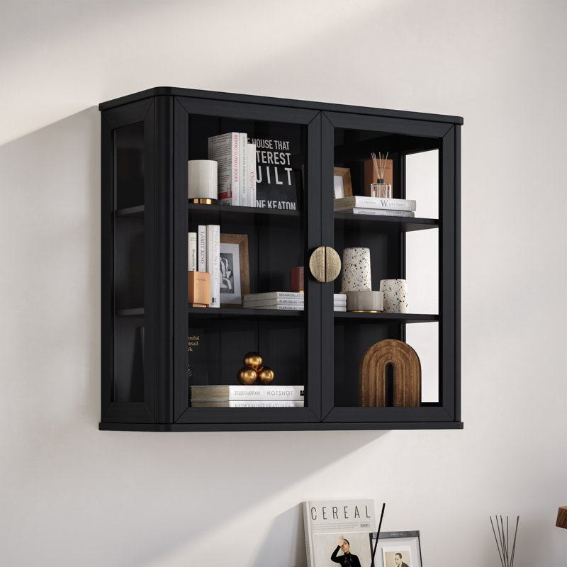 Kaelei Particle Board Cabinet, Black/Gold