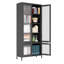 Grande armoire de rangement en métal avec 4 portes en verre, 5 tablettes et une conception autoportante pour une organisation et une présentation polyvalentes