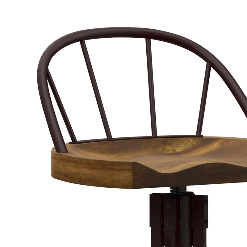 Tabouret à hauteur réglable en bois massif Zumwalt, Noyer