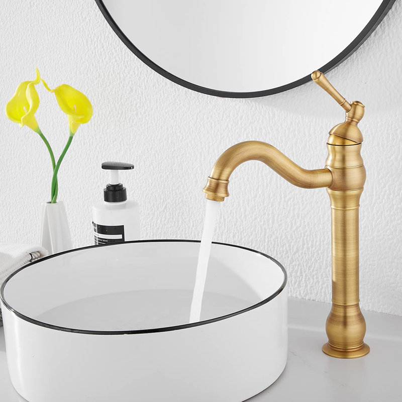 Single-handle Bathroom Faucet with Drain Assembly, Antique Brass