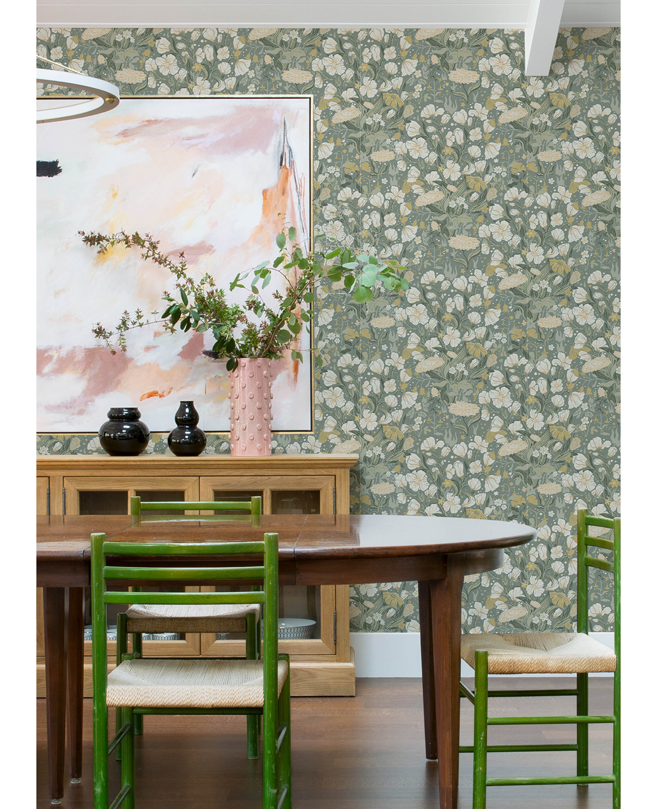 Bixby Faux Grasscloth Wallpaper, Yellow/Ivory/Green
