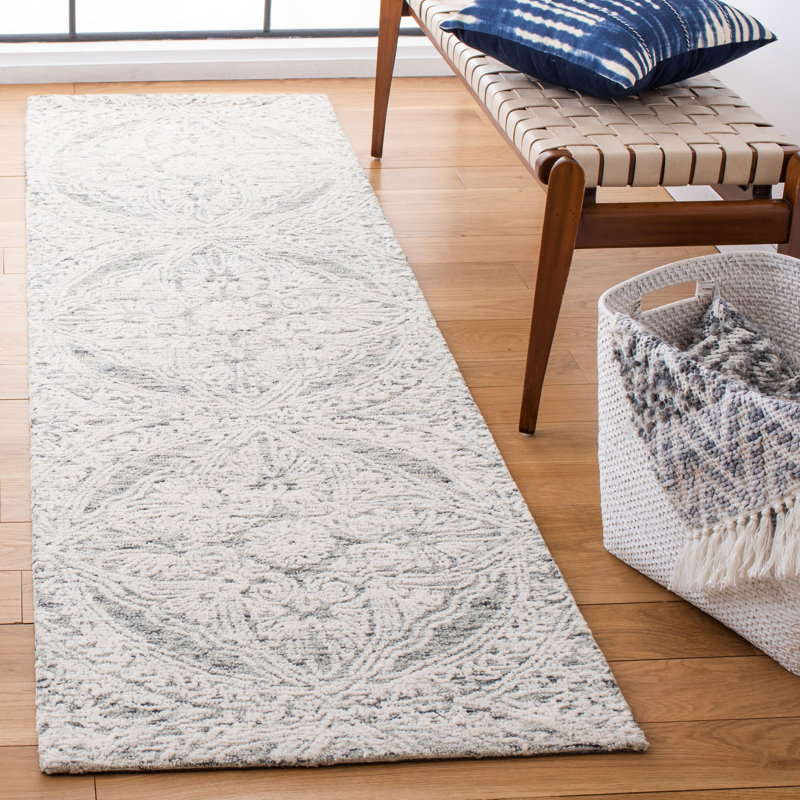 Ameer Hand Tufted Wool/Cotton Rug in Natural/Light Grey, Runner 2'3" x 8'