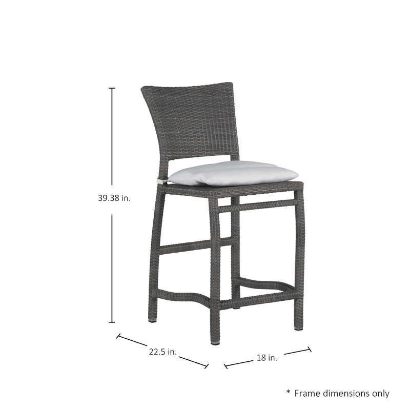 Skye 24" Patio Bar Stool with Cushion, Welt, Intermix Indigo, Slate Gray