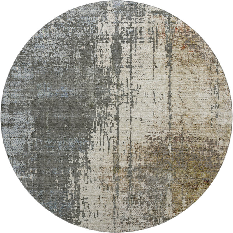 Premium Machine Washable Prisco Beige Rug, Round 8'