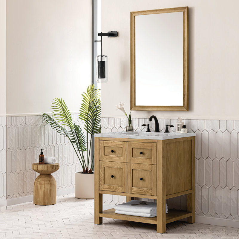 Breckenridge 30 in. Single Vanity, Light Natural Oak, Victorian Silver, 8" Widespread
