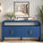 4-door Elegant Console Table With Natural Embossed Texture, Curved Edge And Metal Handles-1867305831