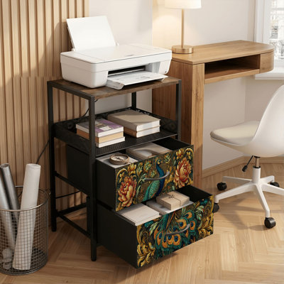 Table de chevet 2 tiroirs avec station de charge, table de chevet avec ports USB et prises USB